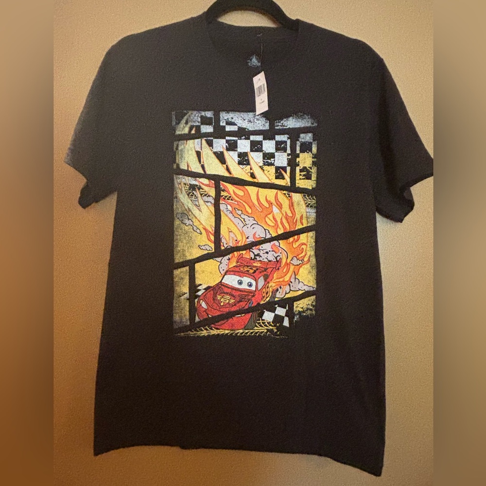 Disney Cars Lightning McQueen Youth XL Black Graphic T-Shirt NWT